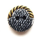 B6505 15mm Black, White and Gilded Brass Poly Textured 2 Hole Button - Ribbonmoon