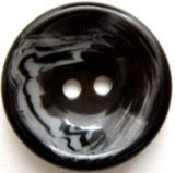 B6944 28mm Black with a Tonal White Swirl High Gloss 2 Hole Button - Ribbonmoon