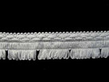 FT1119 3cm Pale Grey Looped Fringe on a Decorated Braid - Ribbonmoon