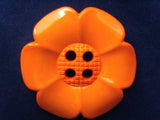 B17936 64mm Bright Orange Giant Flower Shaped 4 Hole Button