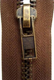Z3609 61cm Deep Medium Brown Brass Teeth No.8 Open End Zip - Ribbonmoon