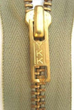 Z3746 YKK 22cm Mist Khaki Green Closed End No.5 Zip with Brass Teeth - Ribbonmoon