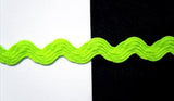 RIC123 10mm Fluorescent Green Ric Rac Braid - Ribbonmoon