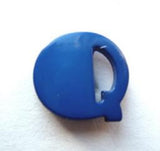 B7080 15mm Letter Q Alphabet Shank Button Royal Blue