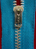 Z1579 YKK 18cm Closed End Zip. Cotton Peacock Blue Metal No.3 Teeth