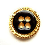 B12887 18mm Gilded Gold Poly and Onyx Black 4 Hole Button - Ribbonmoon