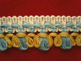FT343 28mm Natural, Blue and Gold Braid Trimming
