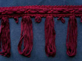 FT405 7cm Burgundy Looped Fringe on a Decorated Braid - Ribbonmoon