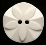 B7510 22mm White Glossy Flower Design 2 Hole Button - Ribbonmoon