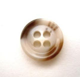 B10787 14mm Natural and Browns Gloss Faux Horn 4 Hole Button