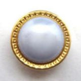 B14538 15mm Sky Blue Domed Shank Button with a Gold Metal Rim