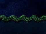 RIC108 8mm Metallic Bottle Green Lurex Ric Rac Braid - Ribbonmoon