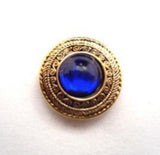 B14438 15mm Gilded Antique Gold Poly Rim and Glass Effect Shank Button - Ribbonmoon