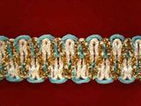 FT835 18mm Pearl,Turquoise and Metallic Gold Braid Trimming