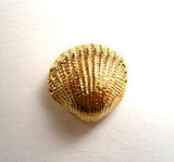 B12086 15mm Gold Gilded Poly Textured Shell Shaped Shank Button