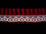 L209 23mm, White Lace over a Gathered Wine Satin - Ribbonmoon