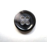 B16501 14mm Tonal Smoked and Pale Grey Faux Horn 4 Hole Button - Ribbonmoon