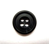 B15979 15mm Black with a Pale Grey Vein 4 Hole Button - Ribbonmoon
