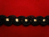 FT1062 11mm Black and Rich Cream Corded Braid Trimming - Ribbonmoon