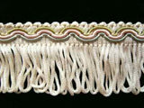 FT431 35mm Pearl,Blue,Pink and Khaki Looped Fringe on a Decorated Braid - Ribbonmoon
