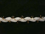 RIC98 10mm Pearl White & Metallic Gold Ric Rac Braid - Ribbonmoon