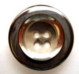 B6155 22mm Steel 4 Hole Button, Gun Metal Rim and Silver Centre - Ribbonmoon