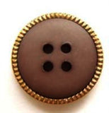 B5607 18mm Clay Brown and Gilded Gold Poly Rim 4 Hole Button - Ribbonmoon