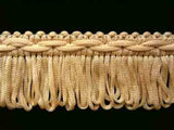 FT444 32mm Creamy Pale Beige Looped Fringe on a Decorated Braid - Ribbonmoon