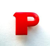 B7071 Letter P Alphabet Shank Button Red - Ribbonmoon
