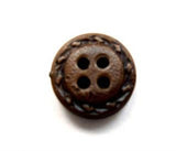 B16127 14mm Misty Brown Leather Effect 4 Hole Button - Ribbonmoon