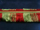 FT1438 4cm Russet and Pale Khaki Cut Ruched Fringing - Ribbonmoon