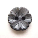 B7776 15mm Mid Grey Textured Flower Design  2 Hole Button - Ribbonmoon