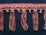 FT1140 72mm Dull Mauve Pink Looped Tassel Fringe on a Decorated Braid - Ribbonmoon