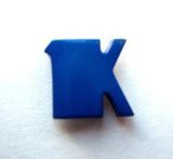 B7122 13mm Letter K Alphabet Shank Button Royal Blue