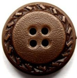 B15456 24mm Brown Leather Effect 4 Hole Button - Ribbonmoon