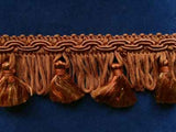 FT562 35mm Rich Sable Brown Tassel Fringe on a Decorated Braid - Ribbonmoon