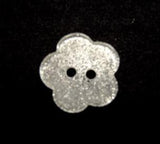 B15645 14mm Grey and Glittery Silver 2 Hole Flower Shaped Button - Ribbonmoon