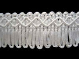 FT458 24mm White Looped Fringe on a Decorated Braid - Ribbonmoon