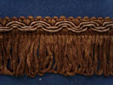 FT240 32mm Misty Dark Brown Looped Fringe on a Decorated Braid - Ribbonmoon