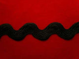 RIC26 14mm Black Rayon Ric Rac Braid - Ribbonmoon