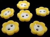 B15547 11mm Lemon and White Flower Shape Two Hole Button