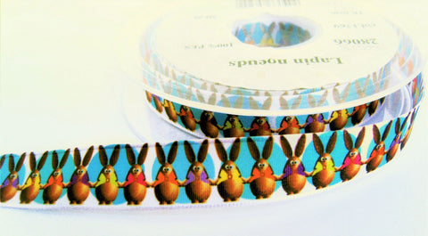 R0350 16mm Easter Bunny Printed Taffeta Ribbon by Berisfords