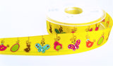 R0382 25mm Yellow Easter Themed Printed Taffeta Ribbon by Berisfords