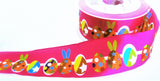 R0414 40mm Pink Based Easter Themed Printed Taffeta Ribbon, Berisfords