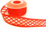 R1725 35mm Fluorescent Orange Satin Trellis Ribbon by Berisfords