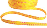 R1763 7mm Yellow Woven Ribbon with Pink Stitch Edges by Berisfords