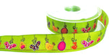 R1801 26mm Green Easter Themed Printed Taffeta Ribbon by Berisfords