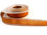 R2802 16mm Copper Sheer Ribbon with Navy Stripes by Berisfords