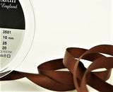 R3168 10mm Dark Brown Double Face Satin Ribbon by Berisfords