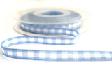 R4683 7mm Sky Blue-White Polyester Gingham Check Ribbon, Berisfords